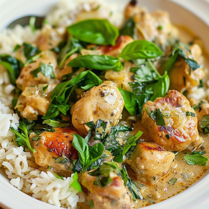 Creamy Coconut Curry Basil Chicken