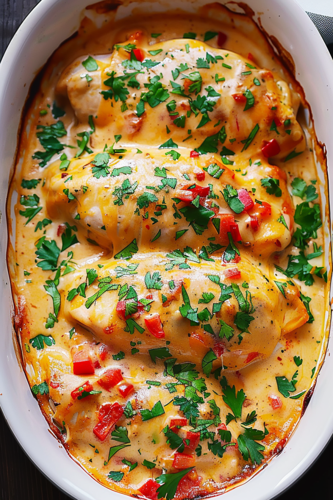 Creamy Queso Chicken Casserole