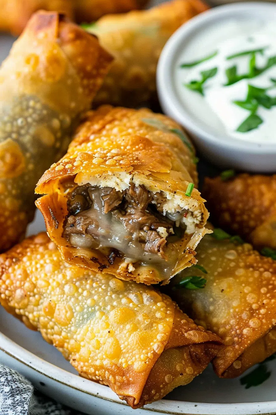 Crispy Cheesesteak Egg Roll Bites
