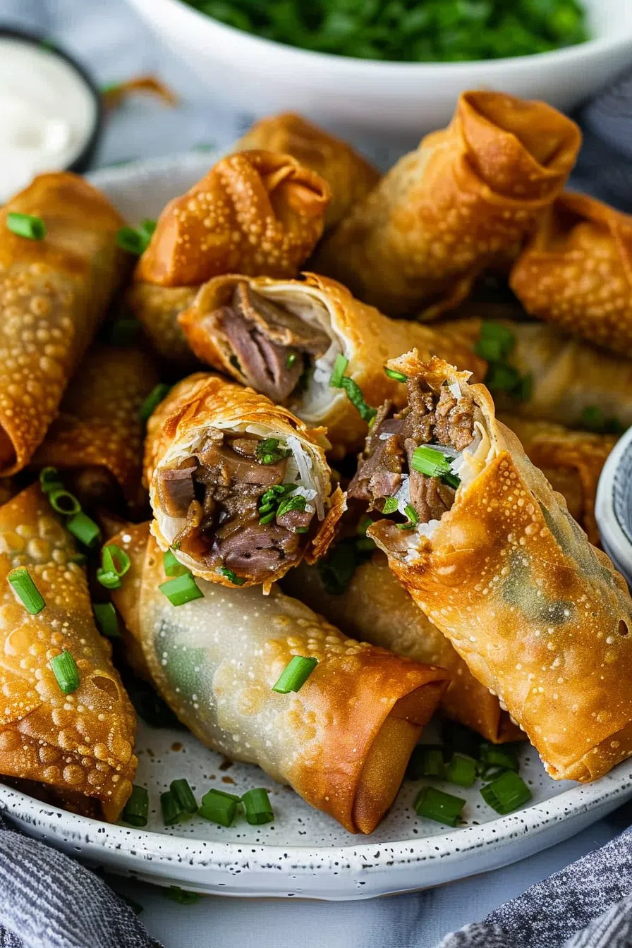 Crispy Cheesesteak Egg Roll Bites