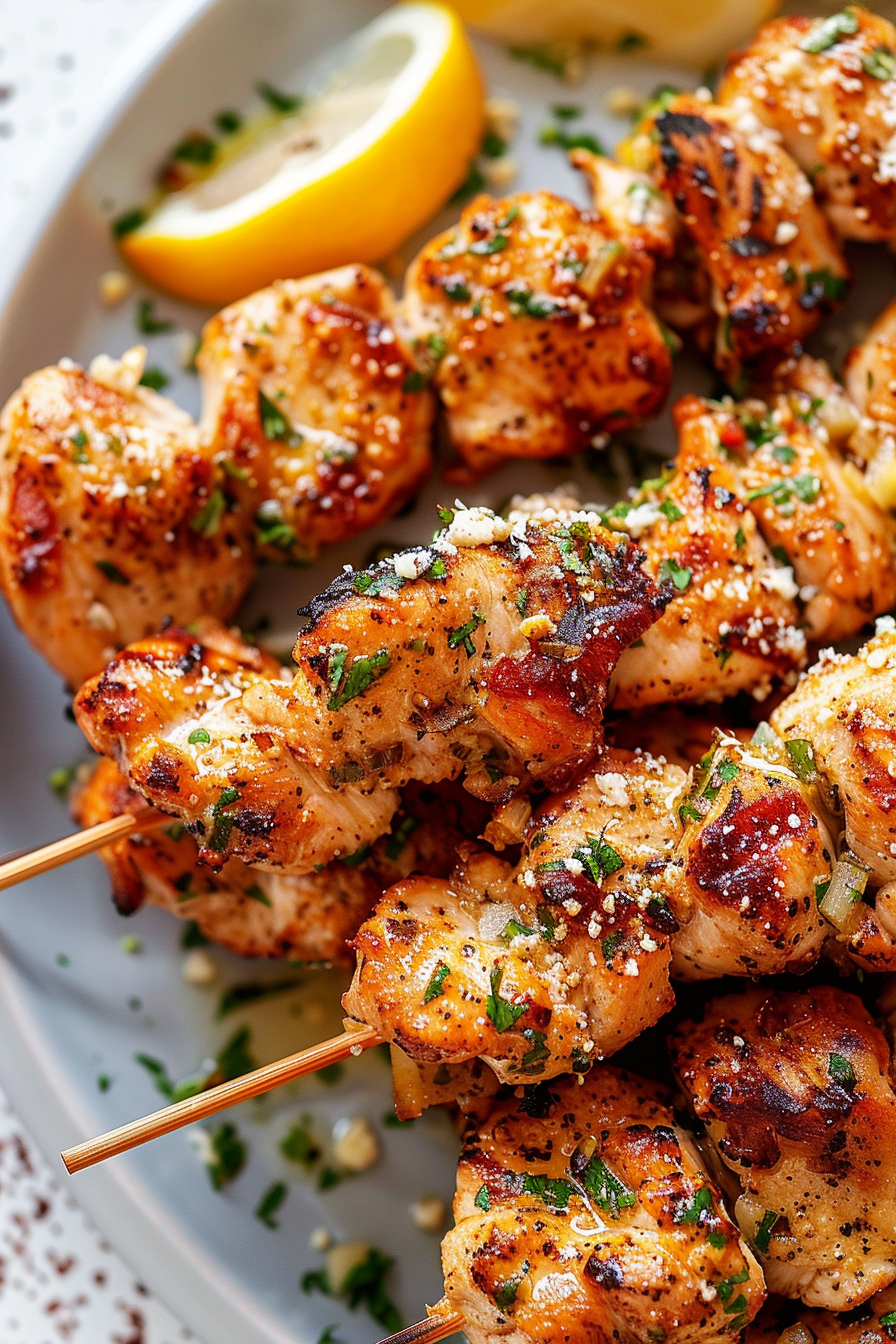 Grilled Garlic Parm Chicken Kebabs