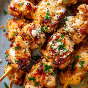 Grilled Garlic Parm Chicken Kebabs