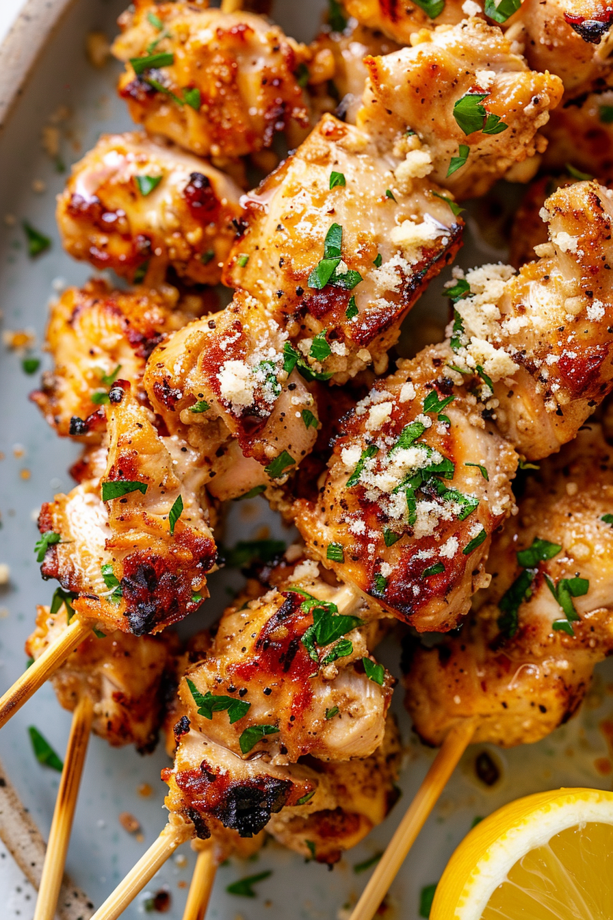 Grilled Garlic Parm Chicken Kebabs