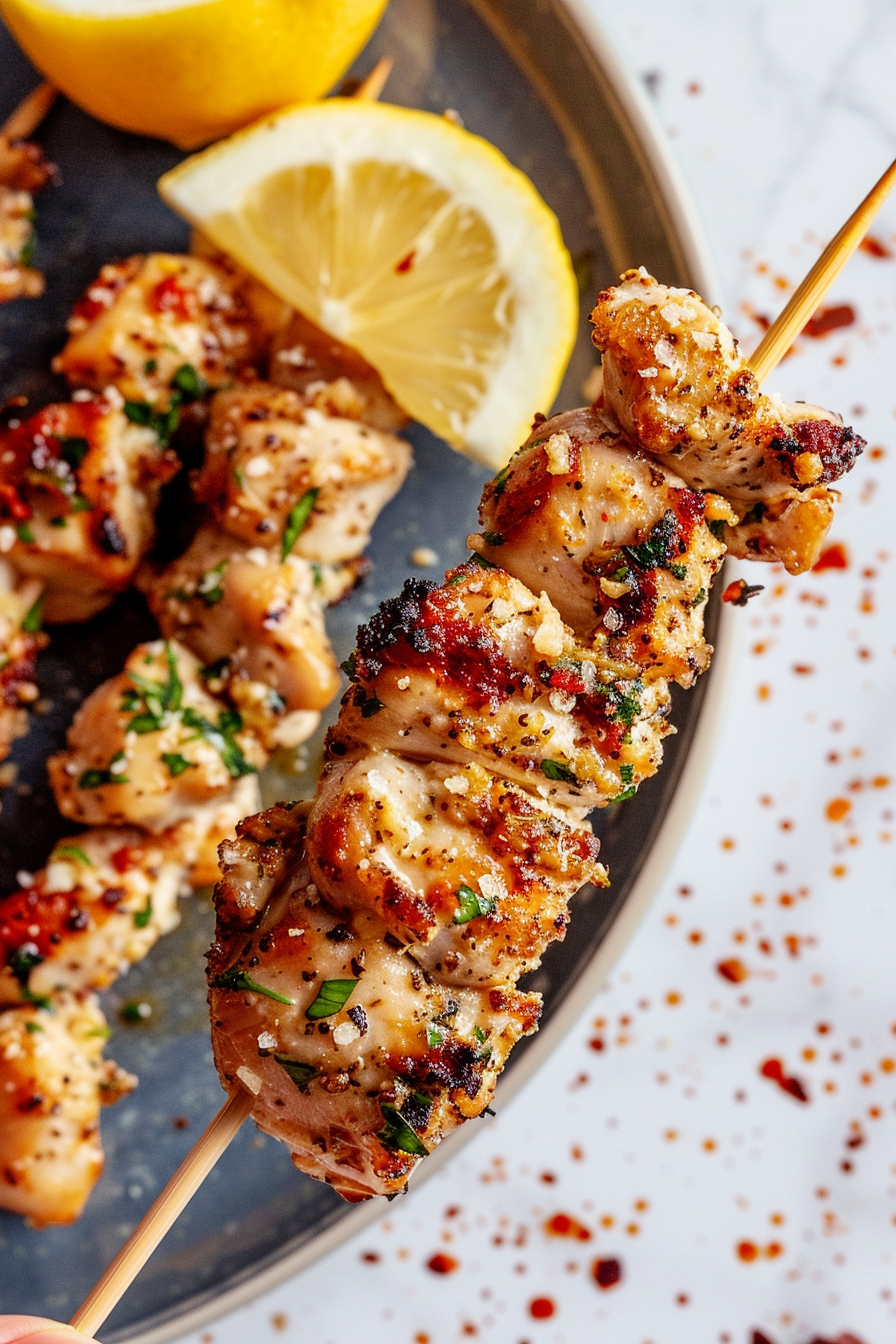 Grilled Garlic Parm Chicken Kebabs