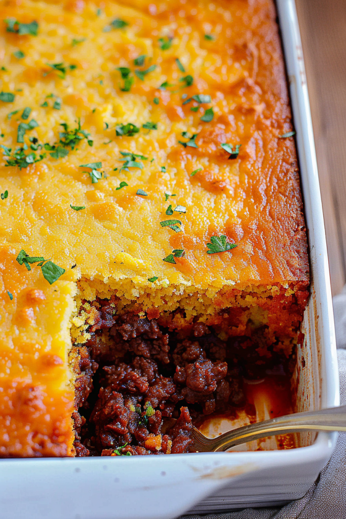 Savory BBQ Cornbread Beef Pie