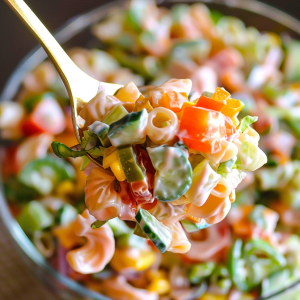 Vibrant Veggie & Pasta Layered Salad