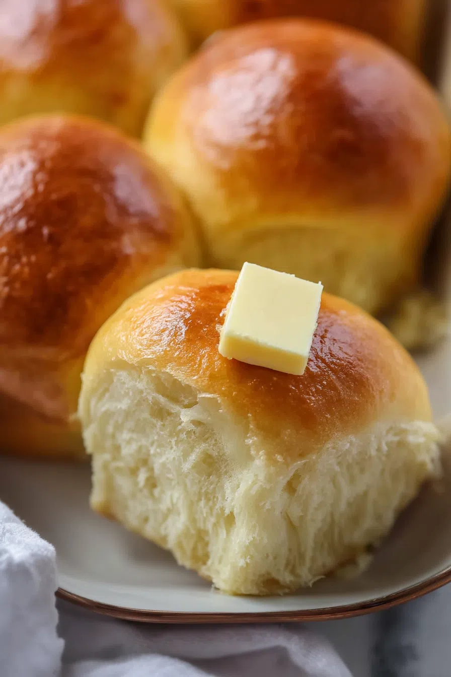 Golden-baked rolls arranged neatly on a serving tray.