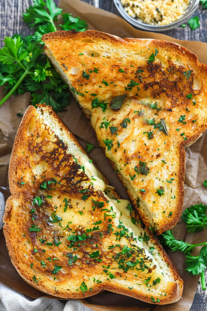 Cheesy Garlic Bread Grilled Cheese