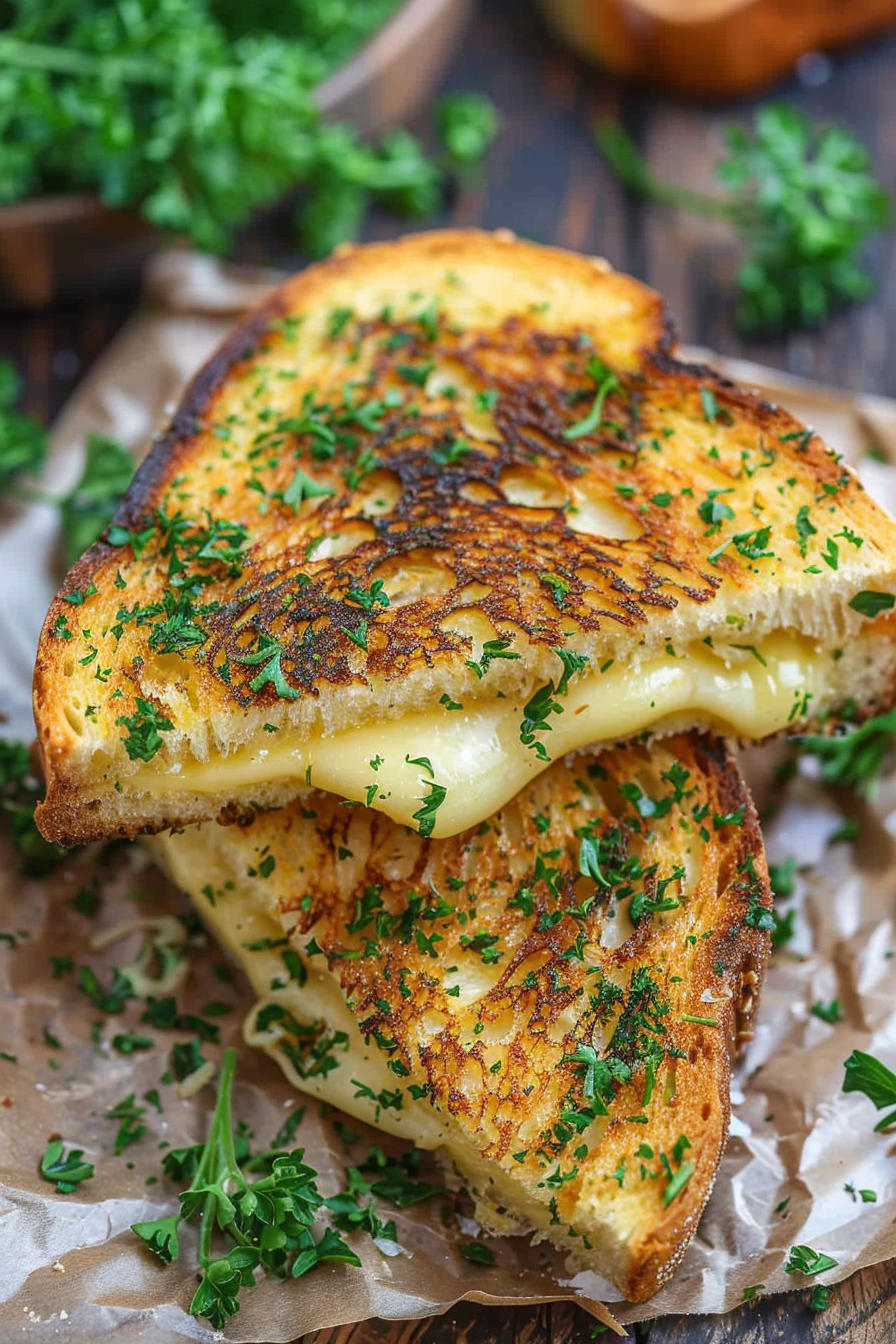 Cheesy Garlic Bread Grilled Cheese