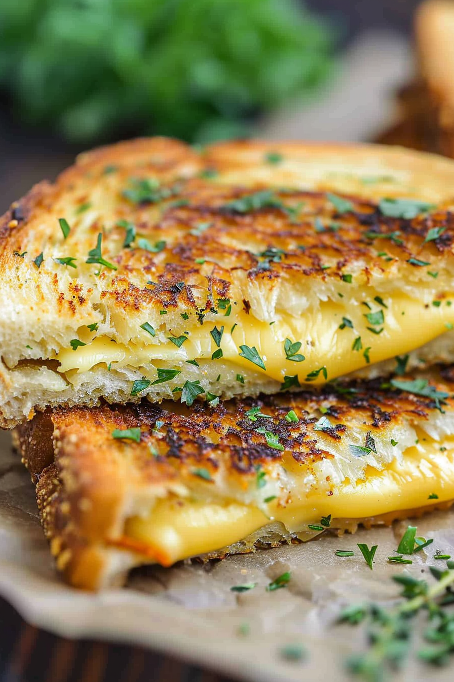 Cheesy Garlic Bread Grilled Cheese