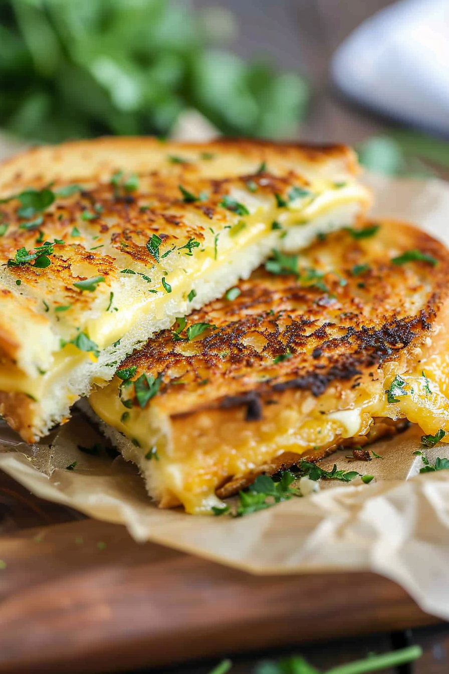 Cheesy Garlic Bread Grilled Cheese