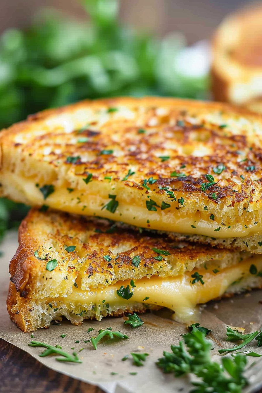 Cheesy Garlic Bread Grilled Cheese