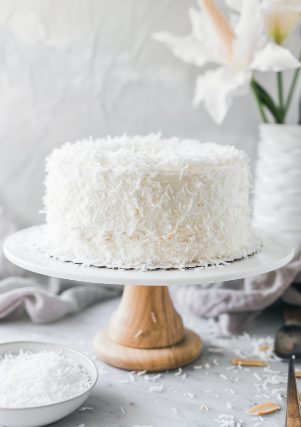 Fluffy Coconut Cake with Quick Frosting