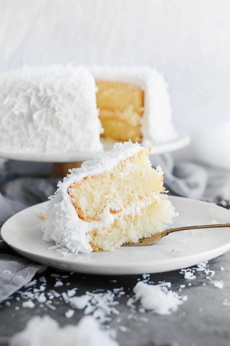 Fluffy Coconut Cake with Quick Frosting