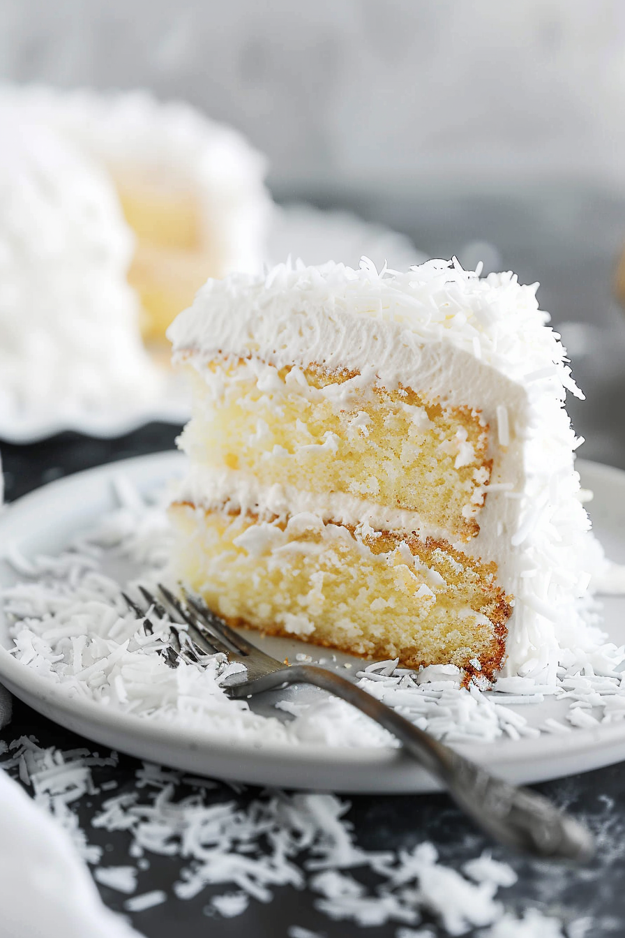 Fluffy Coconut Cake with Quick Frosting