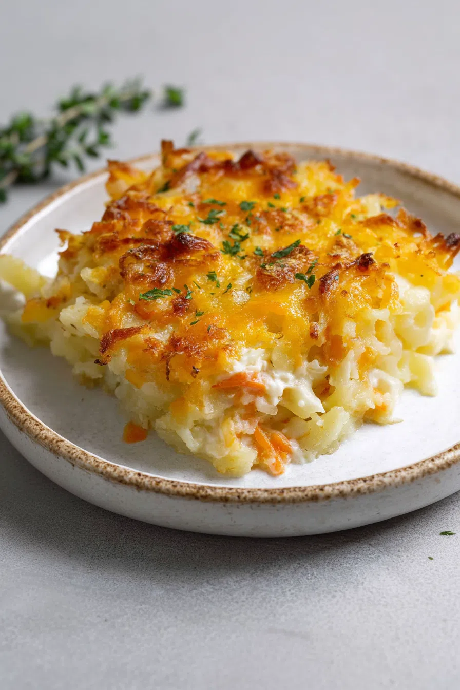 Hearty slice plated with herbs on a table for a cozy presentation.