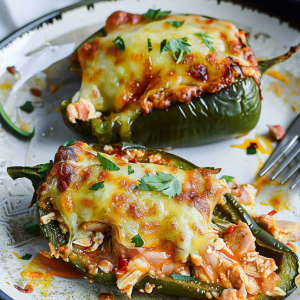 Homemade Chicken Stuffed Poblano Peppers