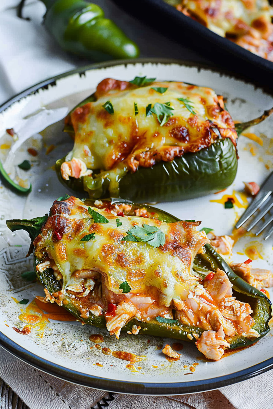Homemade Chicken Stuffed Poblano Peppers