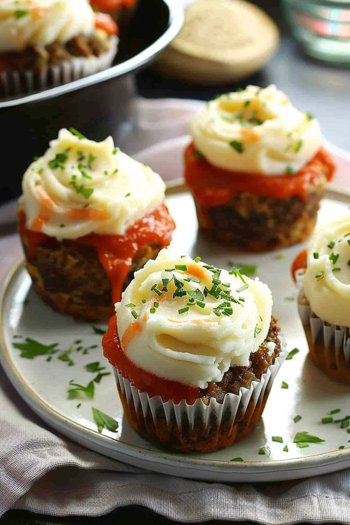 Meatloaf Cupcakes with Mashed Potato Topping