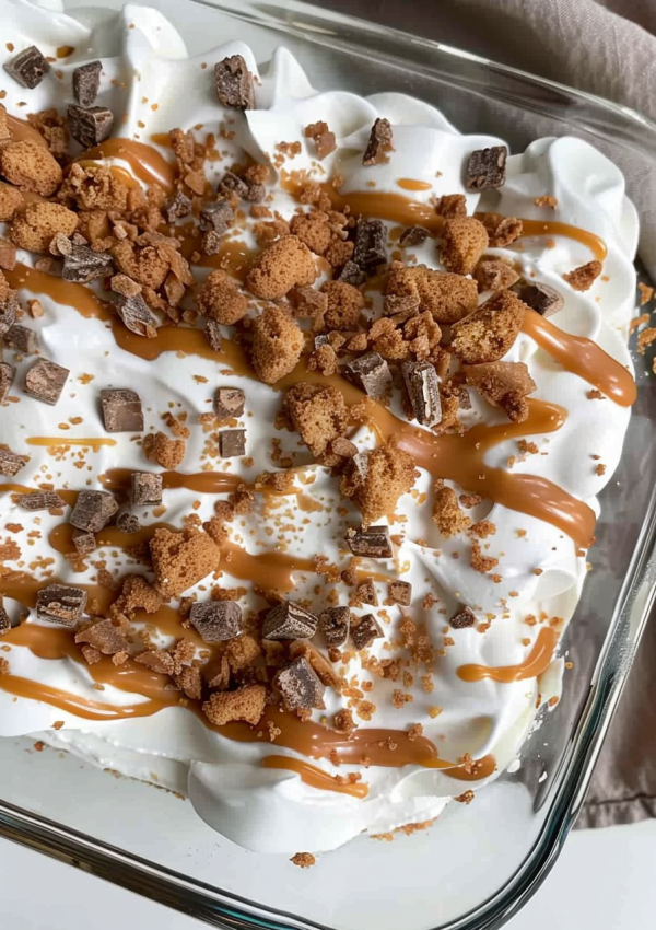 Easy Toffee Butterscotch Poke Cake