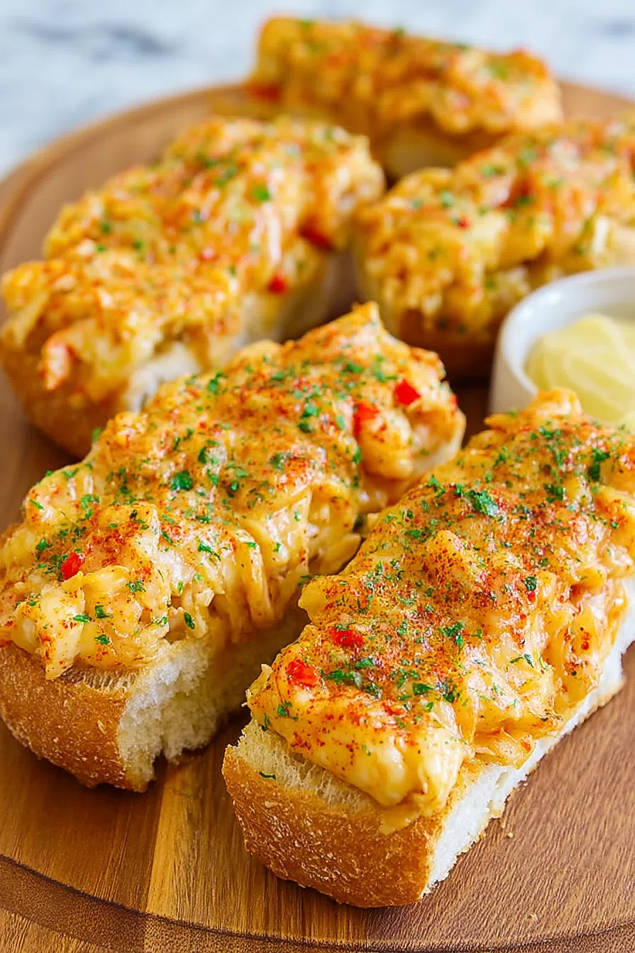 Plated slices of stuffed bread with a crispy crust and savory interior.