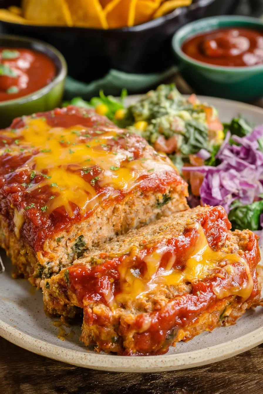 Dinner plate with a hearty slice, topped with diced tomatoes and fresh cilantro.