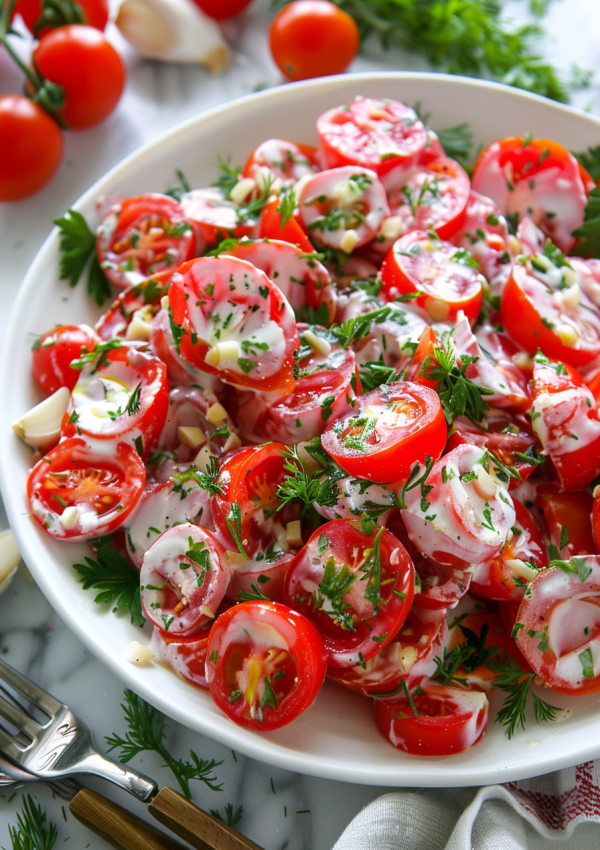 Tomato Garlic Salad Recipe