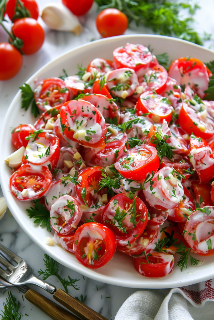 Tomato Garlic Salad Recipe