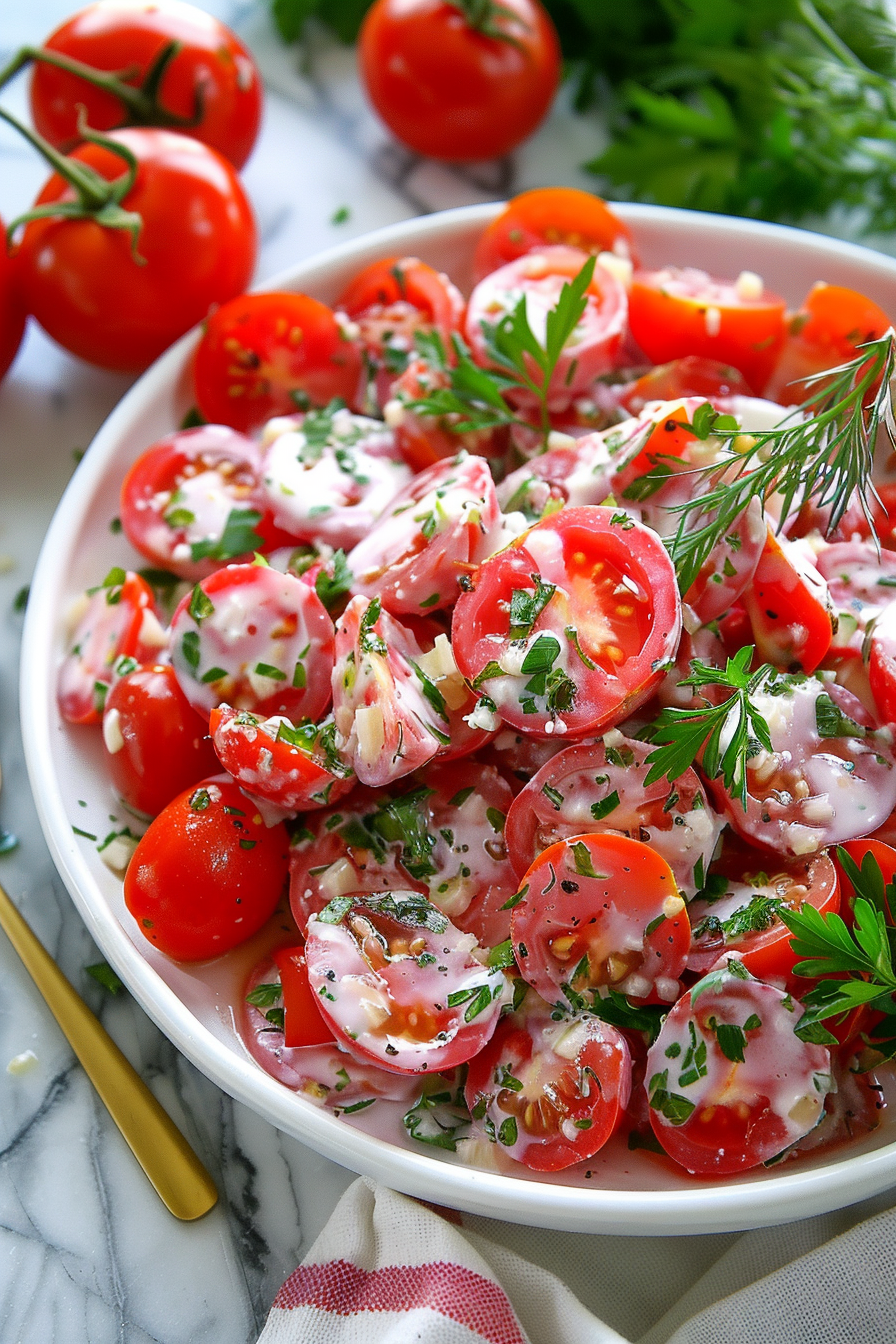 Tomato Garlic Salad Recipe