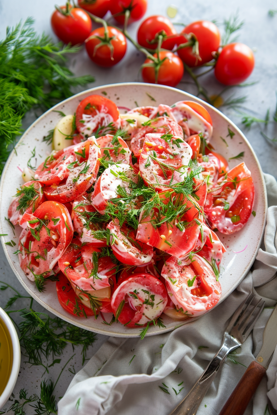 Tomato Garlic Salad Recipe