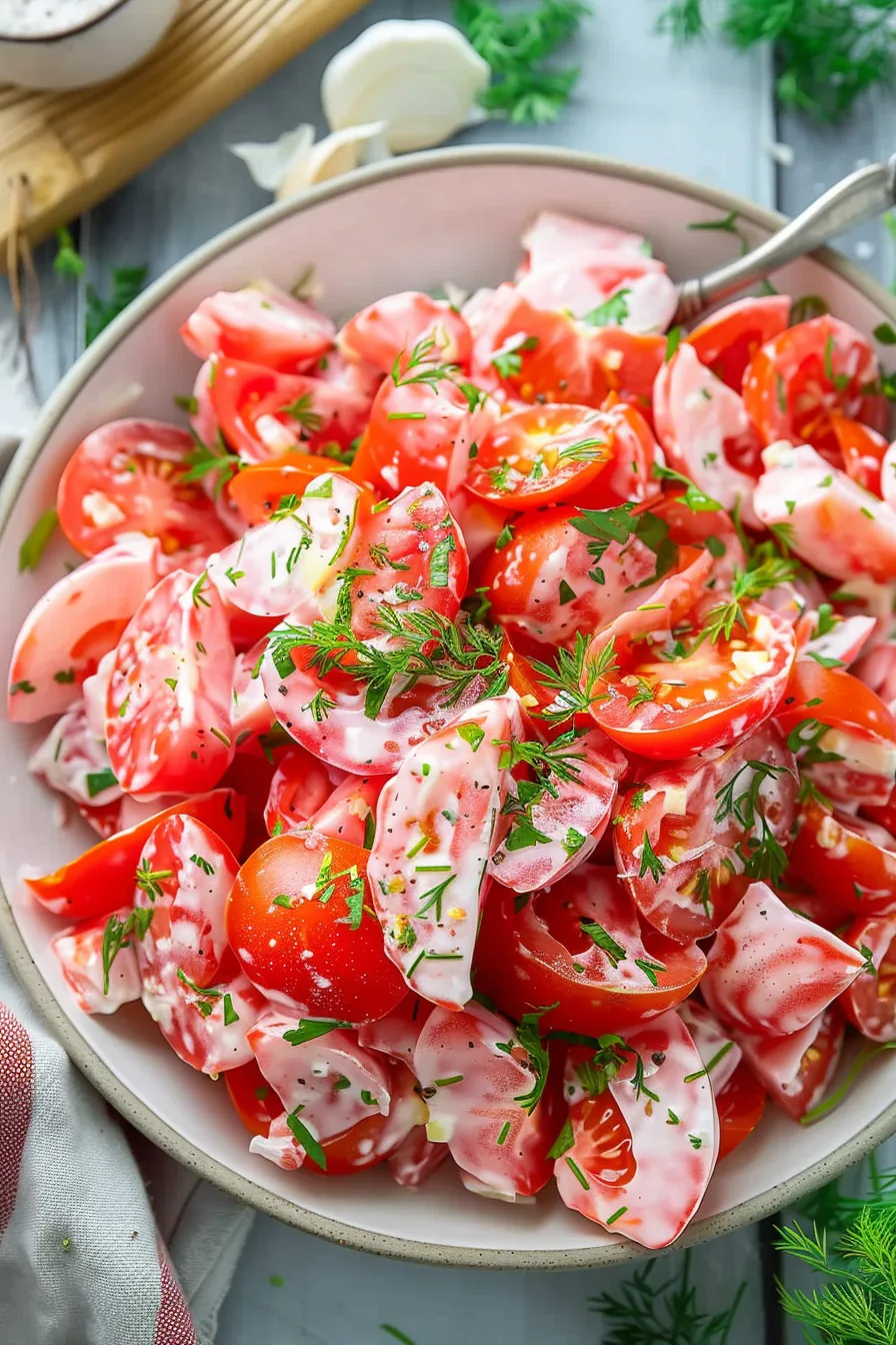 Tomato Garlic Salad Recipe