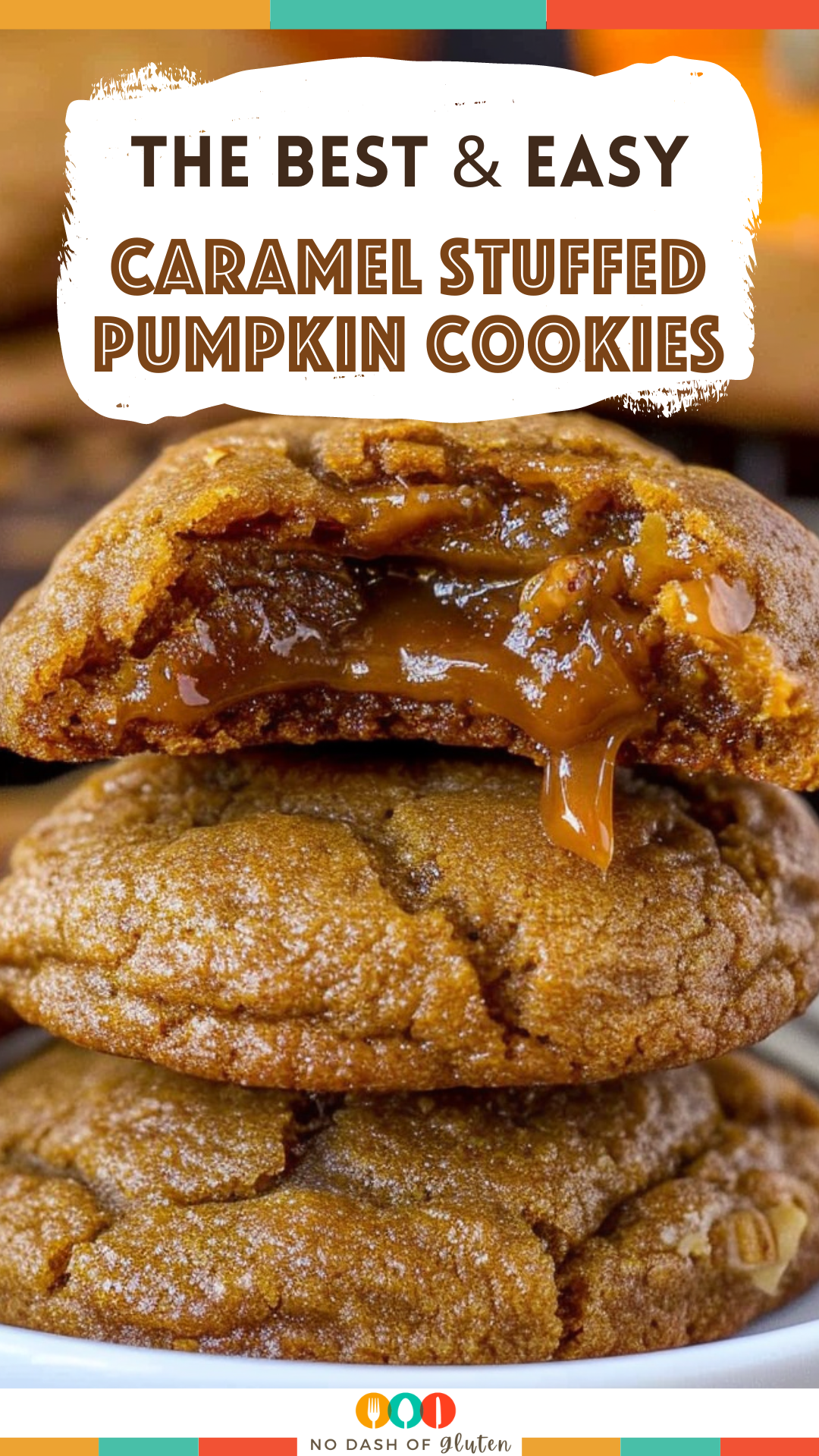 Caramel Stuffed Pumpkin Cookies