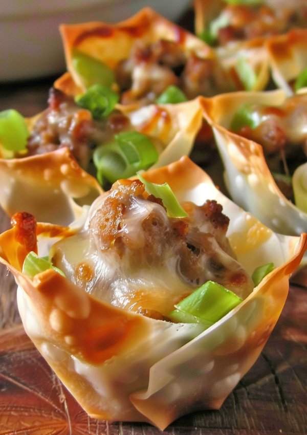 Delicious Sausage Wonton Cups