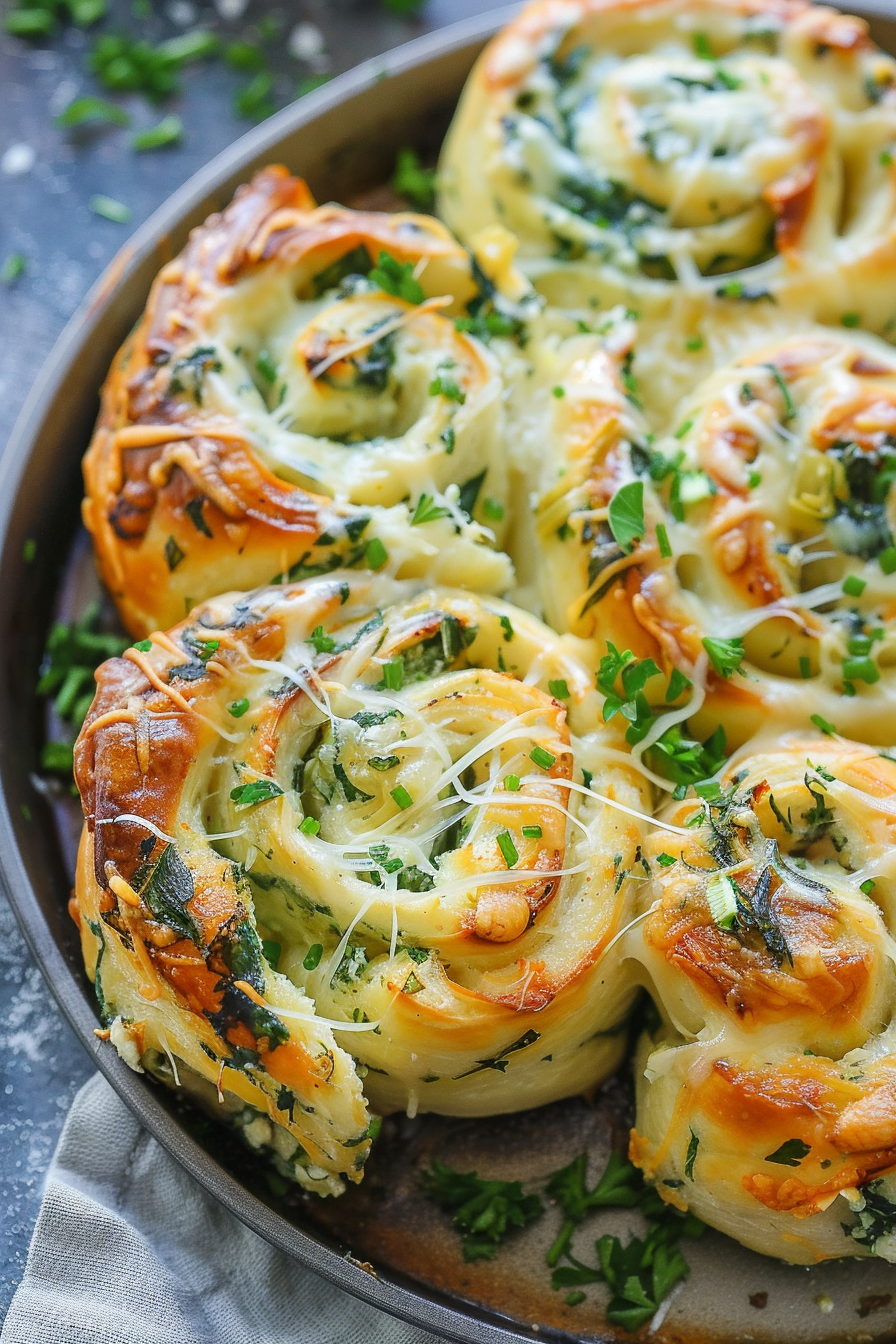 Cheesy Spinach and Artichoke Pinwheels