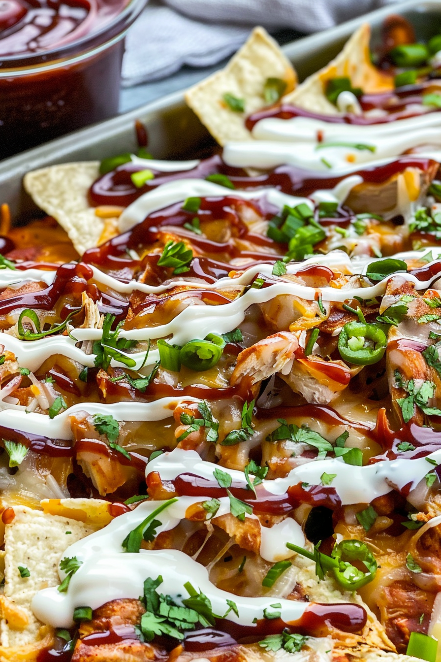 Easy Sheet Pan BBQ Chicken Nachos