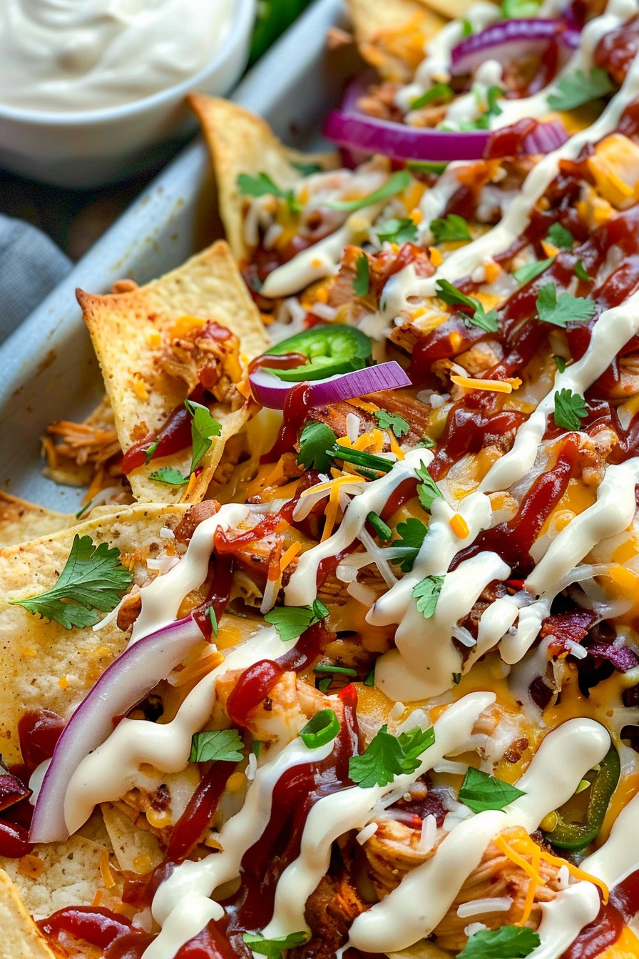 Easy Sheet Pan BBQ Chicken Nachos