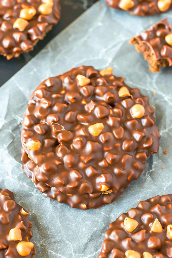 Healthy No Bake Chocolate Peanut Butter Crunch Cookies