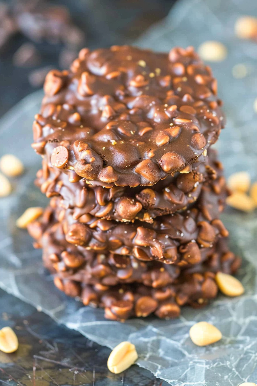 Healthy No Bake Chocolate Peanut Butter Crunch Cookies