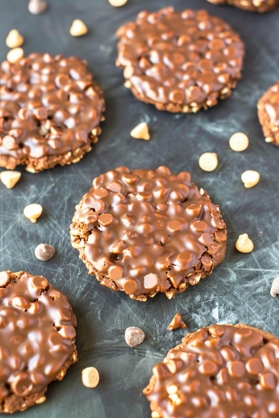 Healthy No Bake Chocolate Peanut Butter Crunch Cookies