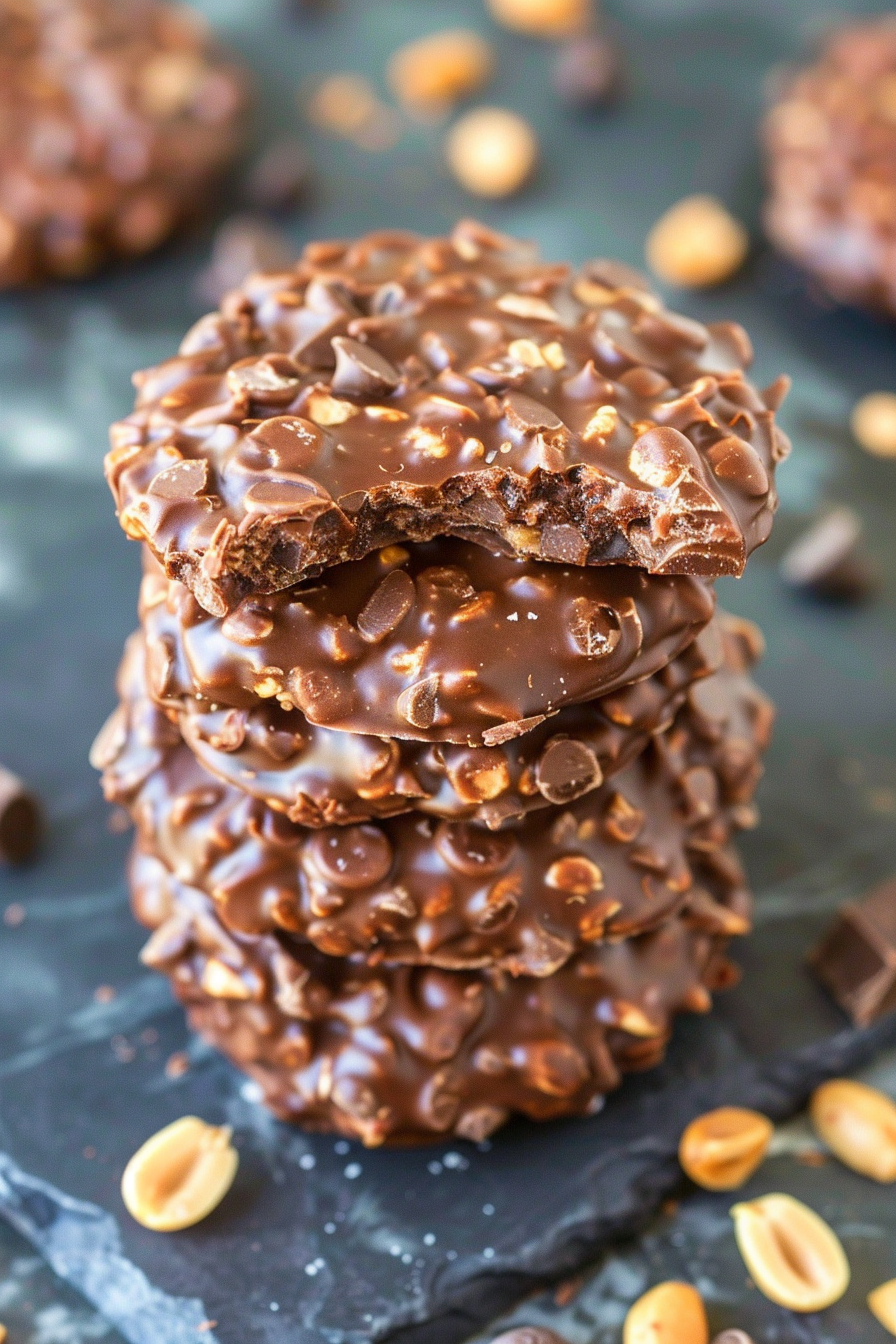 Healthy No Bake Chocolate Peanut Butter Crunch Cookies