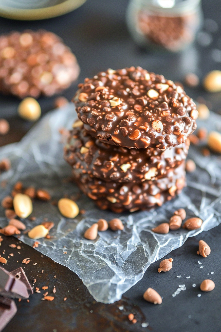 Healthy No Bake Chocolate Peanut Butter Crunch Cookies