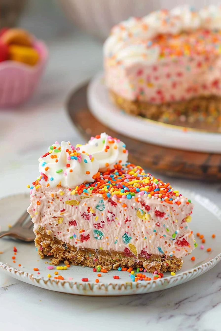 No-Bake Fruity Pebble Cheesecake Fiesta