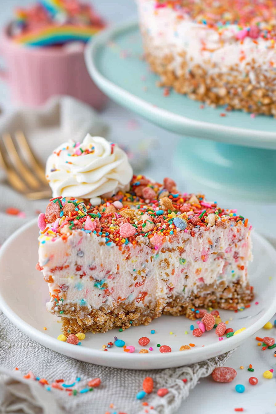 No-Bake Fruity Pebble Cheesecake Fiesta