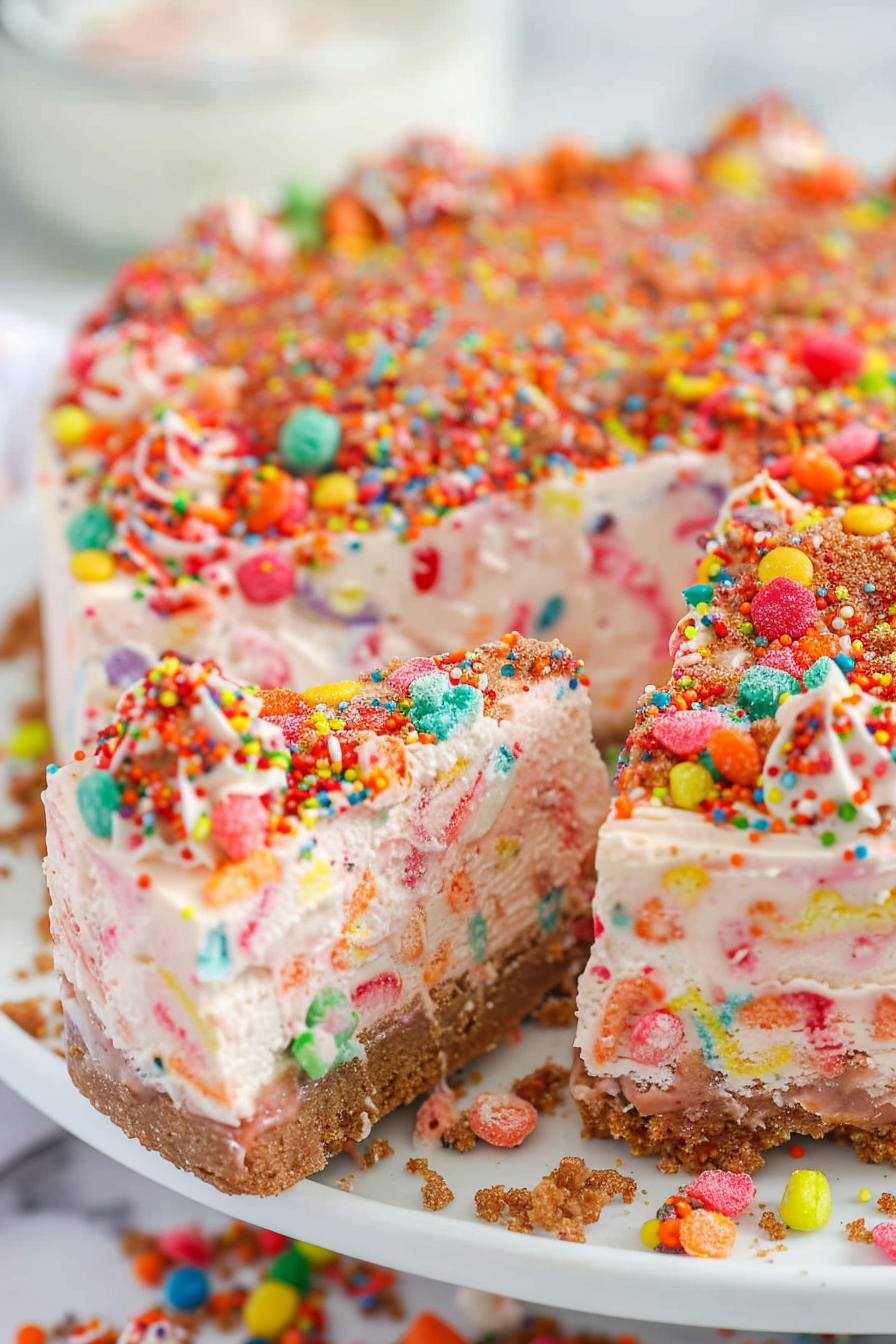 No-Bake Fruity Pebble Cheesecake Fiesta