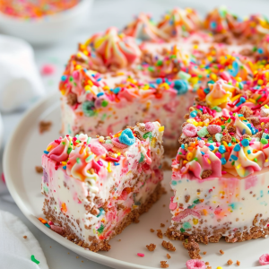 No-Bake Fruity Pebble Cheesecake Fiesta