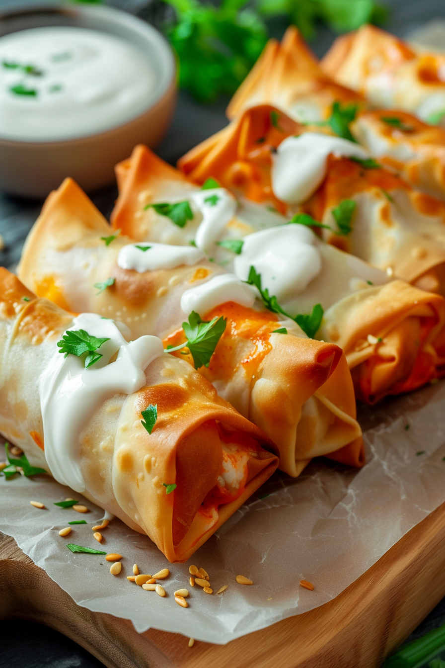 Buffalo Chicken Egg Rolls Recipe