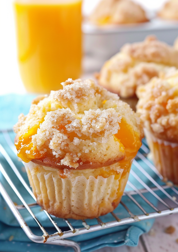 Homemade Peach Cobbler Muffins