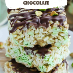 Pistachio Rice Krispie Treats with Dark Chocolate