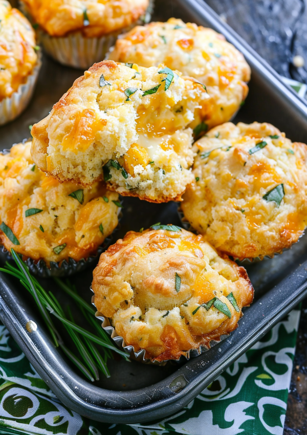 Homemade Savory Cheddar Muffins