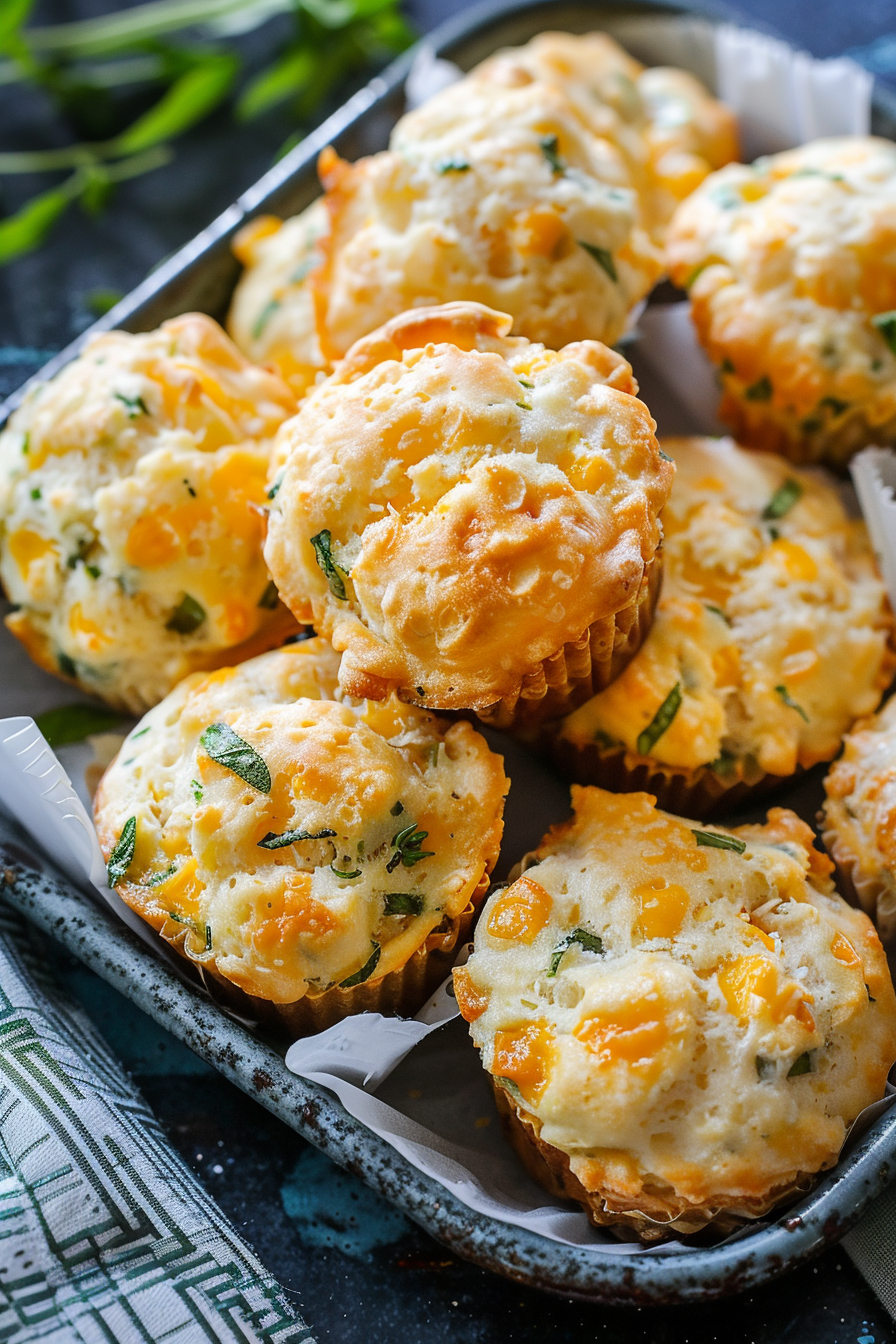 Homemade Savory Cheddar Muffins